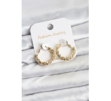 Pirinç Gold Renk Küçük Tırtıklı Halka Model Kadın Küpe - TJ-BKP11605