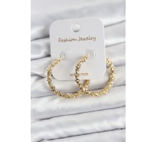 Pirinç Gold Renk Tırtıklı Halka Model Kadın Küpe - TJ-BKP11606