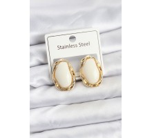 Beyaz Damla Model Pirinç Vintage Kadın Küpe - TJ-BKP11610