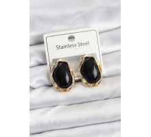 Siyah Damla Model Pirinç Vintage Kadın Küpe - TJ-BKP11612