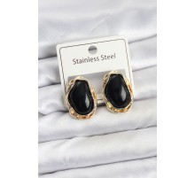 Siyah Damla Model Pirinç Vintage Kadın Küpe - TJ-BKP11612