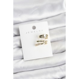 Gold Renk Zirkon Taşlı Pirinç Kıkırdak Küpe TJ-BKP11613
