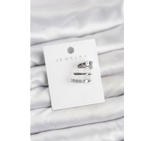 Gümüş Renk Zirkon Taşlı Pirinç Kıkırdak Küpe - TJ-BKP11614