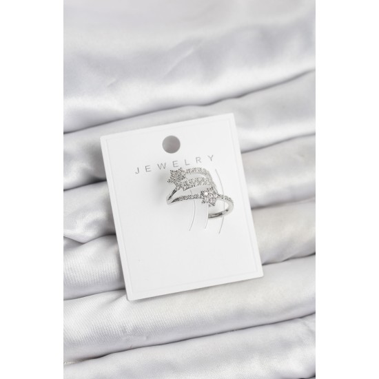 Gümüş Renk Zirkon Taşlı Yıldız Model Kıkırdak Earcuff Küpe - TJ-BKP11616