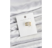 Gold Renk Zirkon Taşlı Pirinç Kıkırdak Earcuff Küpe - TJ-BKP11617