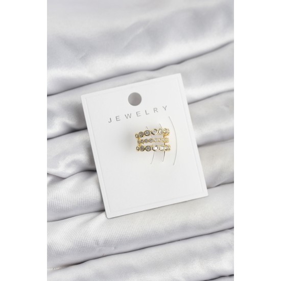 Gold Renk Zirkon Taşlı Pirinç Kıkırdak Earcuff Küpe - TJ-BKP11617