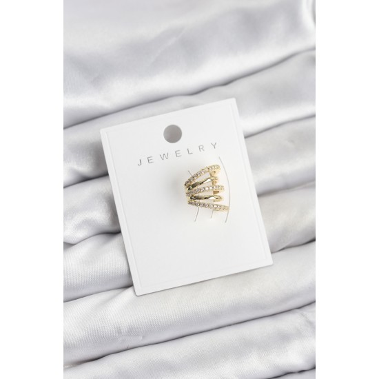 Gold Renk Pirinç Zirkon Taşlı Kıkırdak Earcuff Küpe - TJ-BKP11619