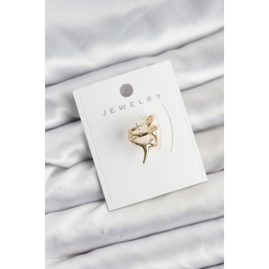 Gold Renk Pirinç Diken Model Kıkırdak Earcuff Küpe - TJ-BKP11621
