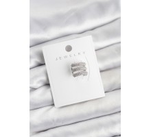 Pirinç Gümüş Renk Zirkon Taşlı Earcuff Kıkırdak Küpe - TJ-BKP11624