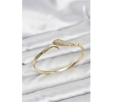 Pirinç Zirkon Taşlı Yılan Model Kadın Kelepçe Bileklik - TJ-BB8222