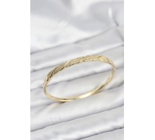 Pirinç Gold Renk Zirkon Taşlı Model Kadın Kelepçe Bileklik - TJ-BB8226