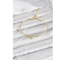 Gold Renk Pirinç Köşeli Yonca Model Kadın Bileklik - TJ-BB8233