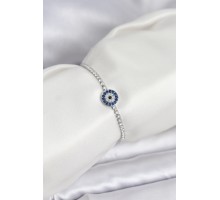 Gümüş Renk Nazar Model Zirkon Taşlı Asansörlü Su Yolu Bileklik - TJ-BB8237