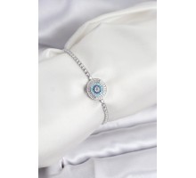 Nazar Model Zirkon Taşlı Gümüş Renk Asansörlü Su Yolu Bileklik - TJ-BB8239
