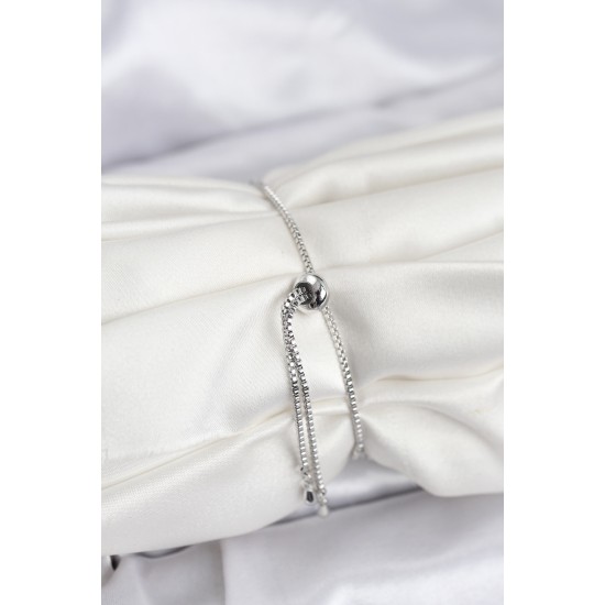 Nazar Model Zirkon Taşlı Gümüş Renk Asansörlü Su Yolu Bileklik - TJ-BB8239