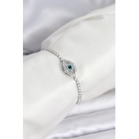 Göz Model Zirkon Taşlı Gümüş Renk Asansörlü Su Yolu Bileklik - TJ-BB8241