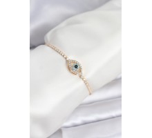 Göz Model Zirkon Taşlı Gold Renk Asansörlü Su Yolu Bileklik - TJ-BB8242