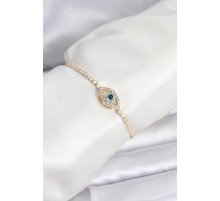 Göz Model Zirkon Taşlı Gold Renk Asansörlü Su Yolu Bileklik - TJ-BB8242