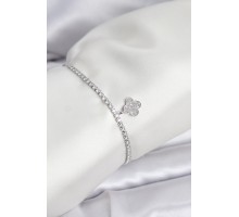 Yonca Model Zirkon Taşlı Gümüş Renk Asansörlü Su Yolu Bileklik - TJ-BB8243