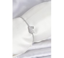 Kuğu Model Zirkon Taşlı Gümüş Renk Asansörlü Su Yolu Bileklik - TJ-BB8245