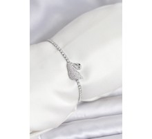 Kuğu Model Zirkon Taşlı Gümüş Renk Asansörlü Su Yolu Bileklik - TJ-BB8245