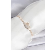 Kuğu Model Zirkon Taşlı Gold Renk Asansörlü Su Yolu Bileklik - TJ-BB8246
