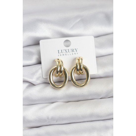 Gold Renk Pirinç Vintage Kadın Küpe - TJ-BKP11625