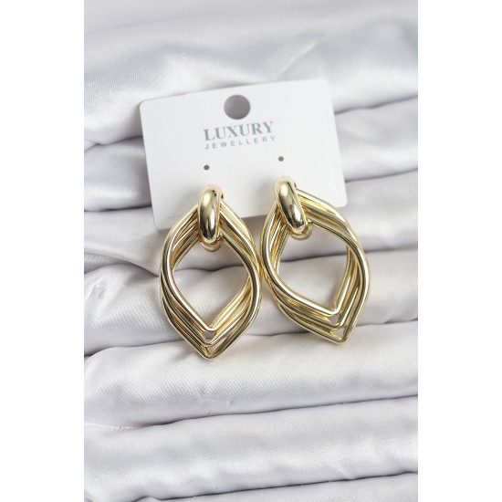 Vintage Gold Renk Pirinç Kadın Küpe - TJ-BKP11626