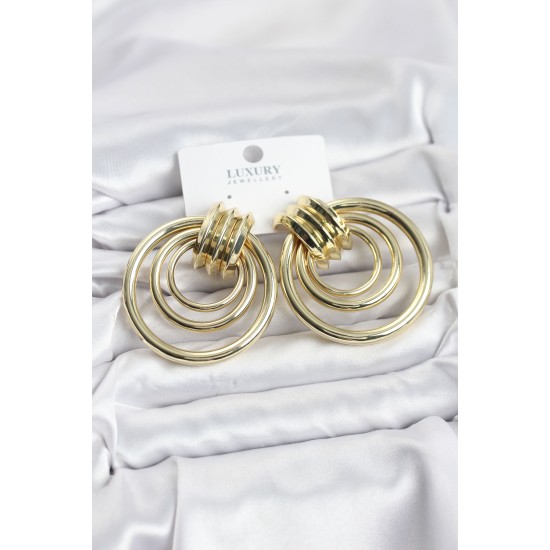 Pirinç Gold Renk Halka Model Vintage Kadın Küpe - TJ-BKP11629