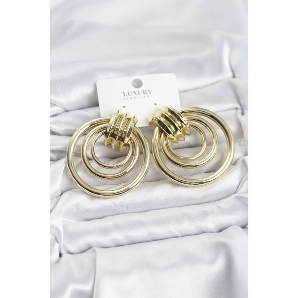 Pirinç Gold Renk Halka Model Vintage Kadın Küpe - TJ-BKP11629