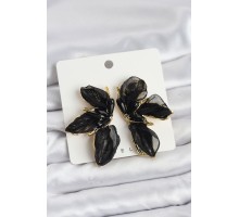 Lotus Model Siyah Renk Tüllü Kadın Küpe - TJ-BKP11630