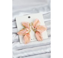 Lotus Model Yavruağızı Renk Tüllü Kadın Küpe - TJ-BKP11632