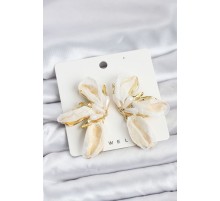 Lotus Model Beyaz Renk Tüllü Kadın Küpe - TJ-BKP11634