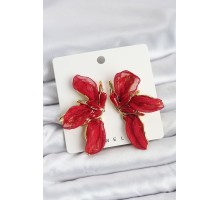 Lotus Model Kırmızı Renk Tüllü Kadın Küpe - TJ-BKP11635