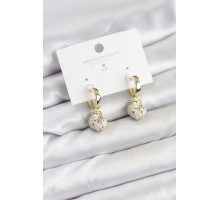 Pirinç Gold Renk Topçuk Model Mineli Halka Kadın Küpe - TJ-BKP11636