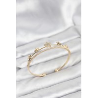 Yıldız Model Gold Renk Pirinç Kadın Bileklik TJ-BB8247