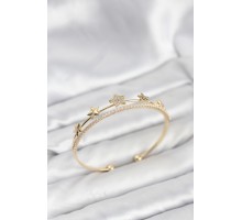 Yıldız Model Gold Renk Pirinç Kadın Bileklik - TJ-BB8247