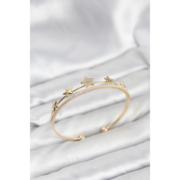 Yıldız Model Gold Renk Pirinç Kadın Bileklik - TJ-BB8247