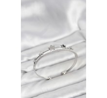 Yıldız Model Gümüş Renk Pirinç Kadın Bileklik - TJ-BB8248