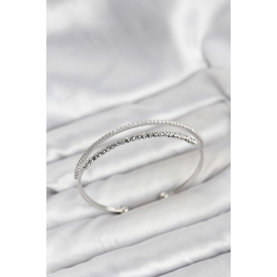 Dorika Model Pirinç Gümüş Renk Kadın Bileklik - TJ-BB8250