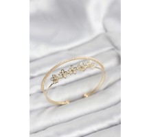 Çiçek Model Pirinç Gold Renk Kadın Bileklik - TJ-BB8251