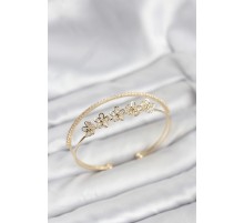 Çiçek Model Pirinç Gold Renk Kadın Bileklik - TJ-BB8251