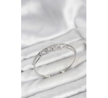 Çiçek Model Pirinç Gümüş Renk Kadın Bileklik - TJ-BB8252