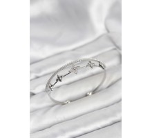 Pirinç Gümüş Renk Çiçek Model Kadın Bileklik - TJ-BB8254