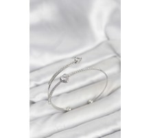 Kalp Model Pirinç Gümüş Renk Kadın Bileklik - TJ-BB8256