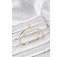 Yonca Çiçek Model Pirinç Gold Renk Kadın Bileklik - TJ-BB8257