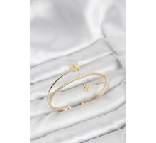 Yonca Çiçek Model Pirinç Gold Renk Kadın Bileklik - TJ-BB8257