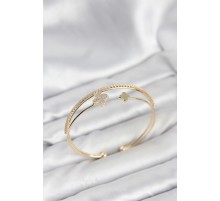 Yonca Model Pirinç Gold Renk Kadın Bileklik - TJ-BB8259