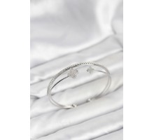 Yonca Model Pirinç Gümüş Renk Kadın Bileklik - TJ-BB8260