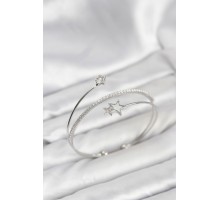 Yıldızlı Model Pirinç Gümüş Renk Kadın Bileklik - TJ-BB8262